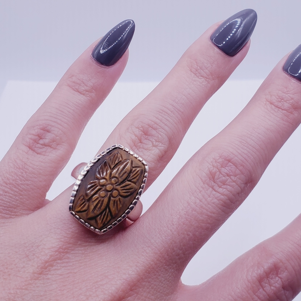 Tigers Eye Silver Ring - Picture 4 of 8
